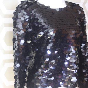 Vintage Black Large Sequin top
